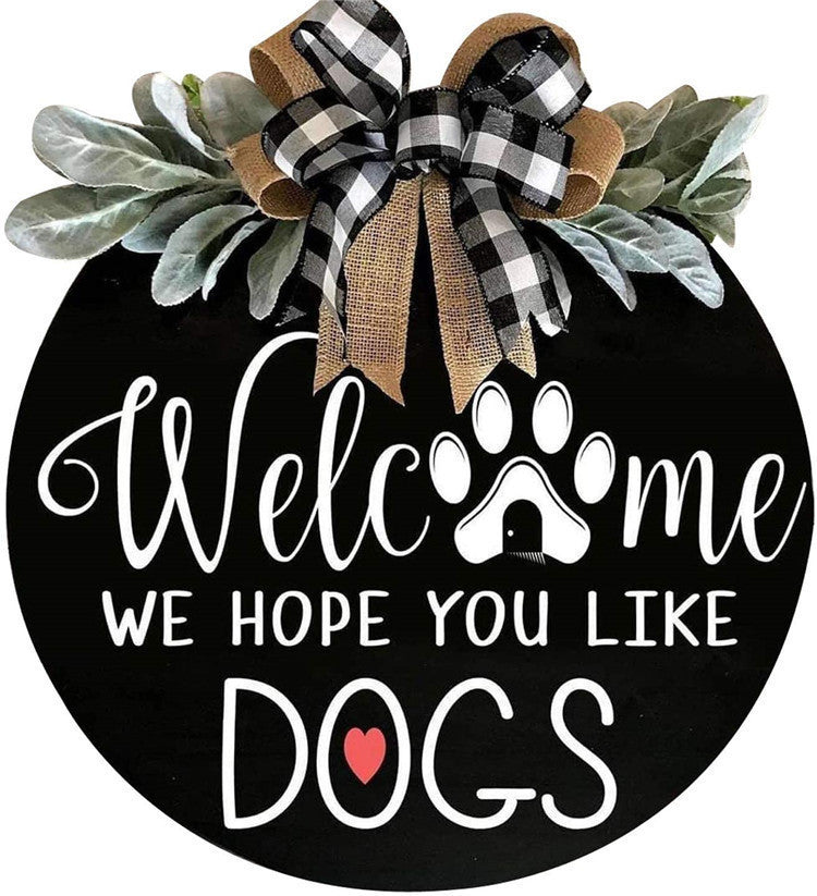 Country Style Bow Decoration Door Hanging Welcome Pet Number Plate