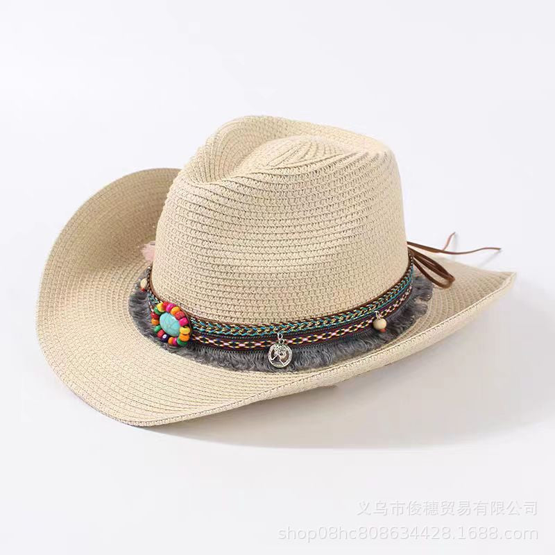 Western Cowboy Straw Hat Women's Big Eaves Outdoor