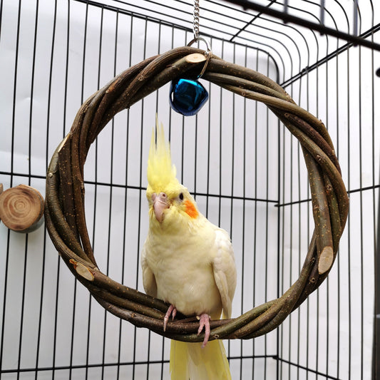 Rattan Ring Bird Standing Frame Toy