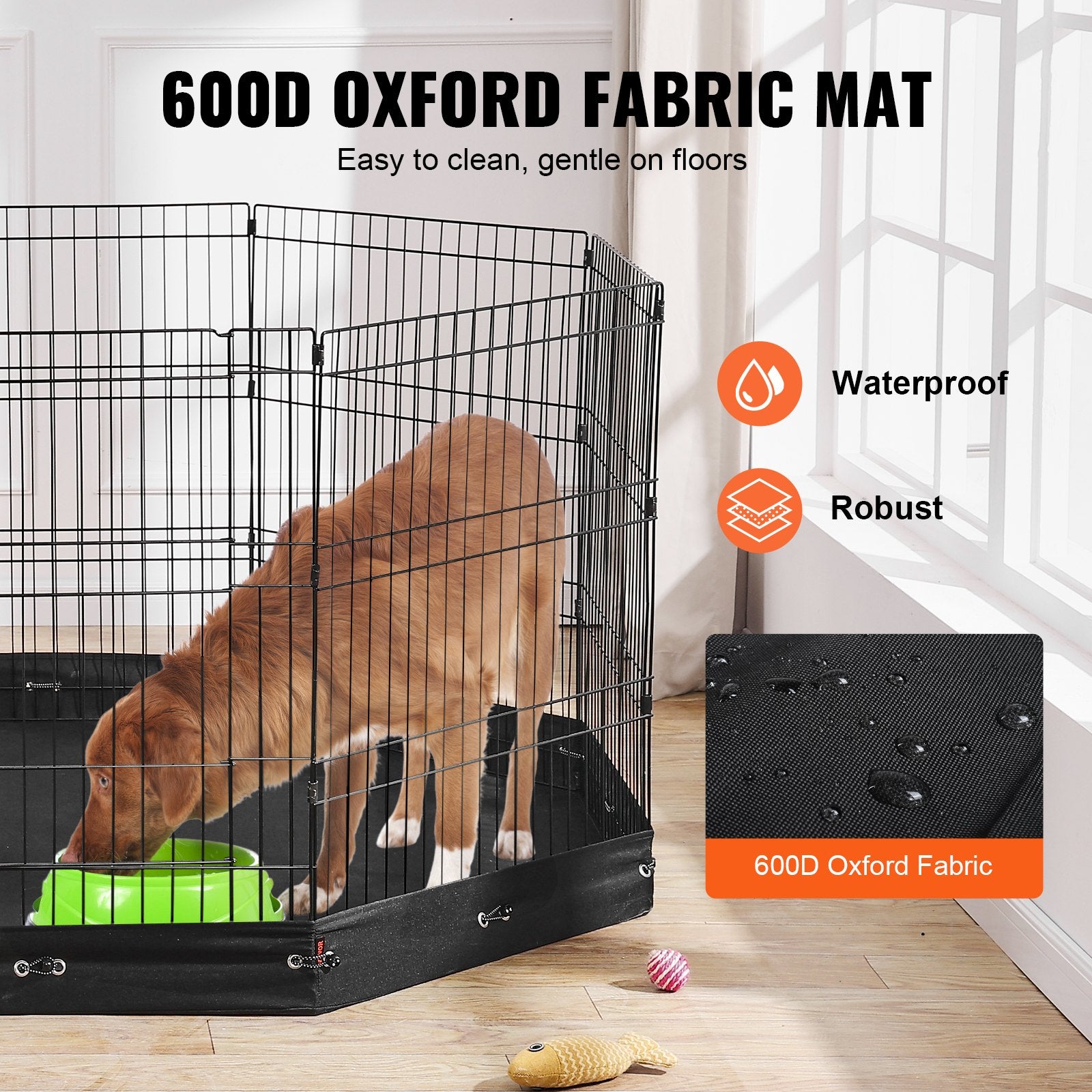 Dog Playpen 8 Panels Foldable Metal Dog Exercise Pen With Bottom Pad 30"H
