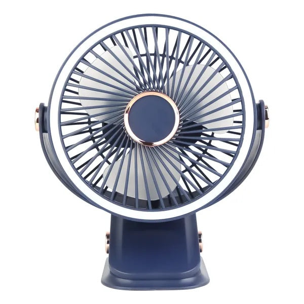 Portable Quiet Clip On Fan With 5 Speeds 3 Brightness Fully Adjustable Angle Type-C Rechargeable Clip