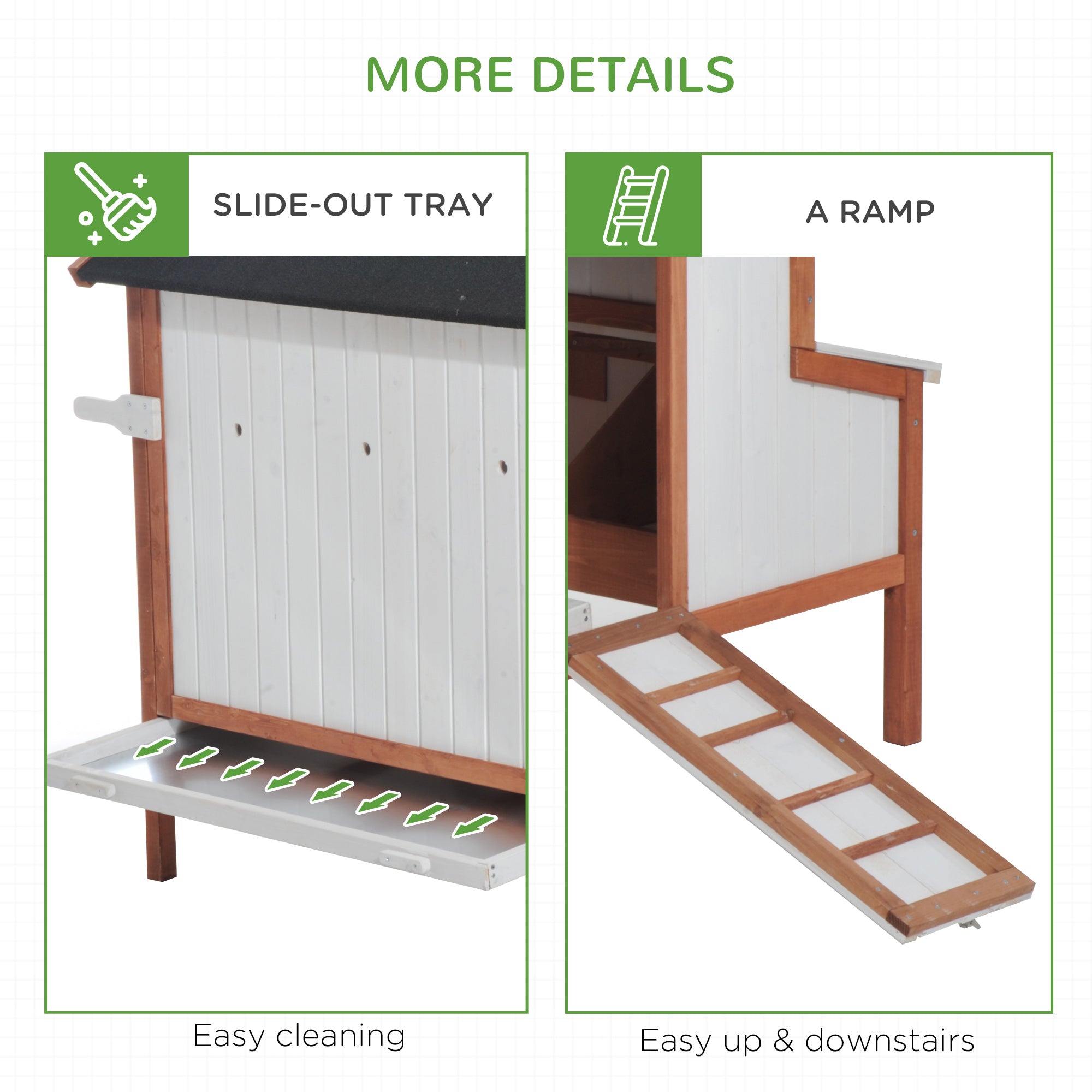 47" Chicken Coop Wooden Chicken House Rabbit Hutch Raised Poultry Cage Portable Hen Pen Backyard with Nesting Box and Handles