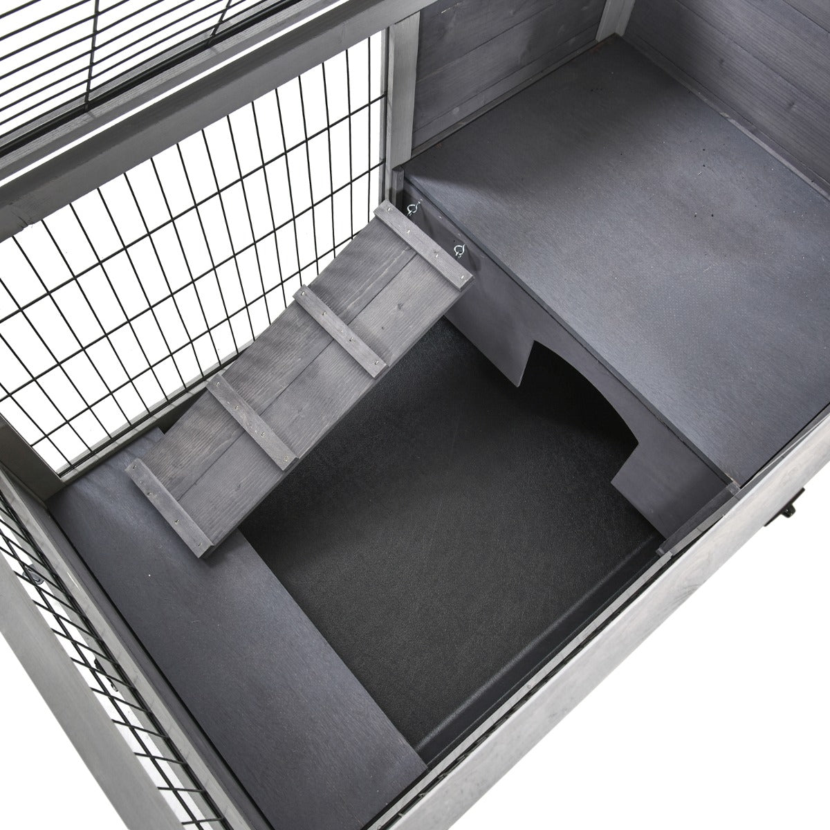 Indoor Rabbit Enclosure, Wooden Elevated Cage Habitat with Enclosed Run with Wheels - Ideal for Rabbits and Guinea Pigs