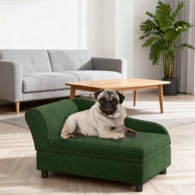 Pet Sofa Bed Couch With Storage,with Soft Cushion , Green