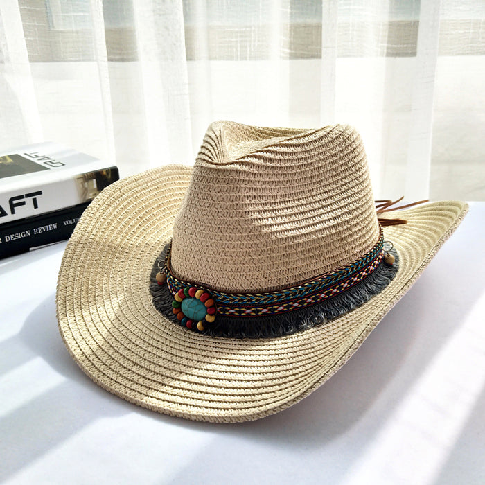 Western Cowboy Straw Hat Women's Big Eaves Outdoor