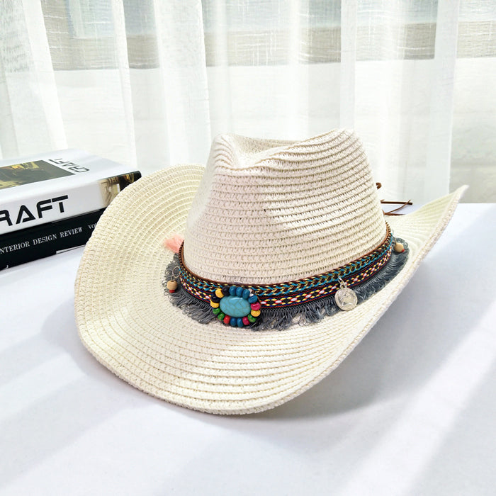 Western Cowboy Straw Hat Women's Big Eaves Outdoor