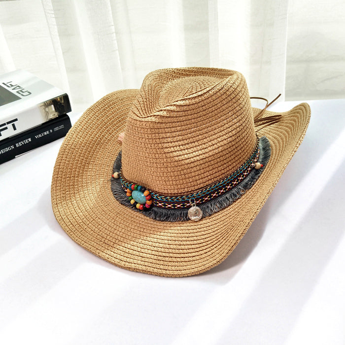 Western Cowboy Straw Hat Women's Big Eaves Outdoor