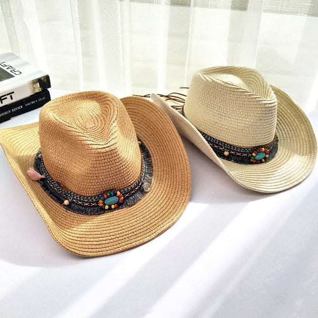 Western Cowboy Straw Hat Women's Big Eaves Outdoor