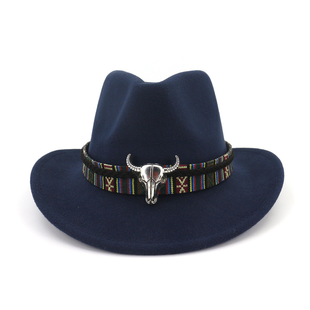 AliExpress Amazon Ebay New Woolen Western Cowboy Hat Ethnic Style Male And Female Couple Hat MNNZ020