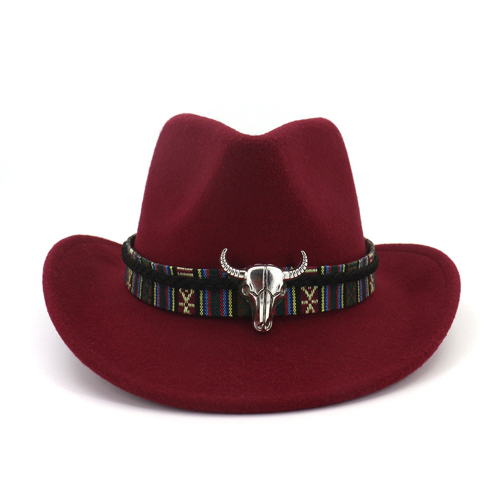 AliExpress Amazon Ebay New Woolen Western Cowboy Hat Ethnic Style Male And Female Couple Hat MNNZ020