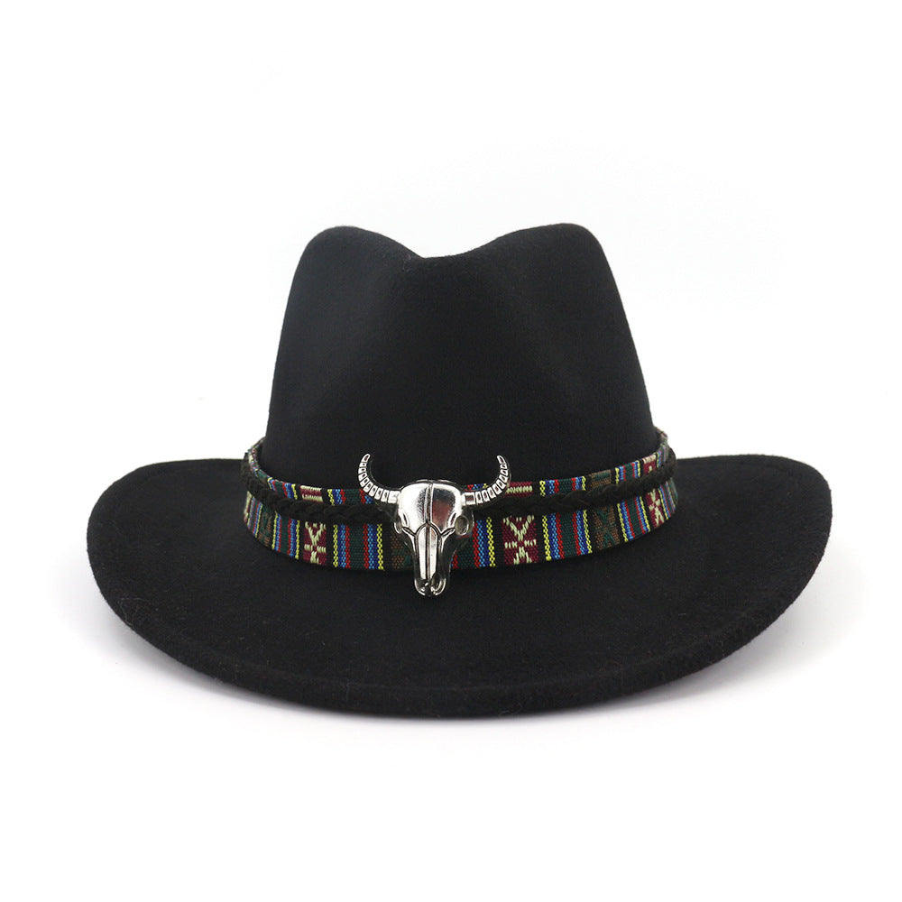 AliExpress Amazon Ebay New Woolen Western Cowboy Hat Ethnic Style Male And Female Couple Hat MNNZ020