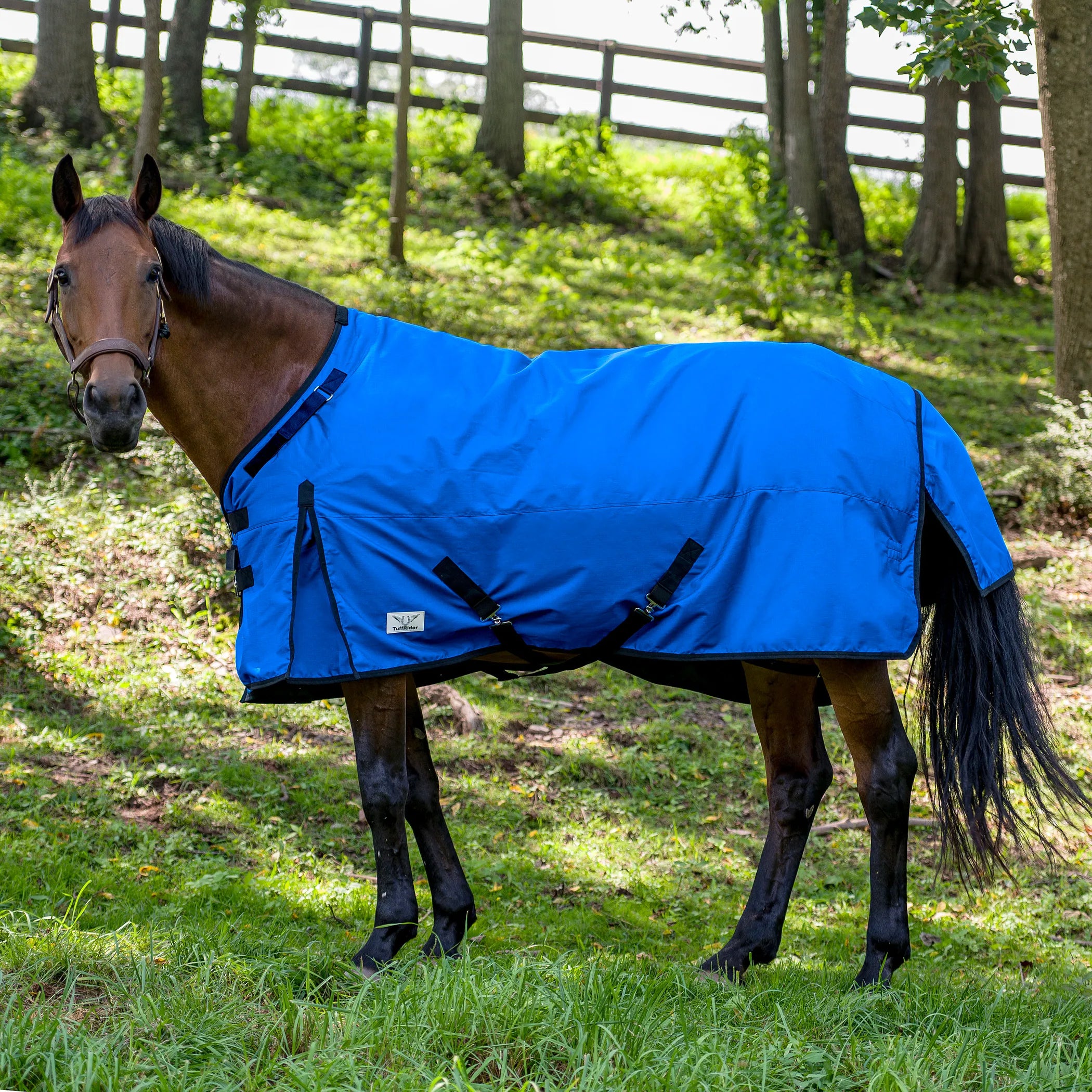 TuffRider Comfy-Fit Medium Weight Standard Neck Turnout Blanket w/ Adjustable Neck Opening- 1200D, 200 GSM- Purple- 84