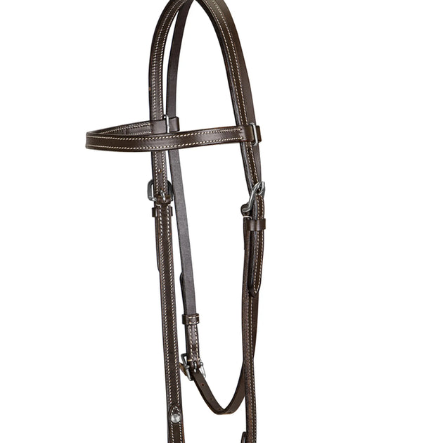 TUFFRIDER WESTERN BROWBAND HEADSTALL WITH CHICAGO SCREW BIT ENDS - Dark Brown - Horse
