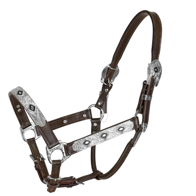TuffRider Western Show Halter With Silver - Dark Brown - Horse