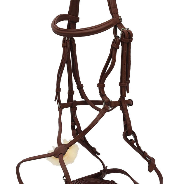 Henri de Rivel Kushy Plain Raised Figure Eight Noseband Bridle - Australian Nut - Cob