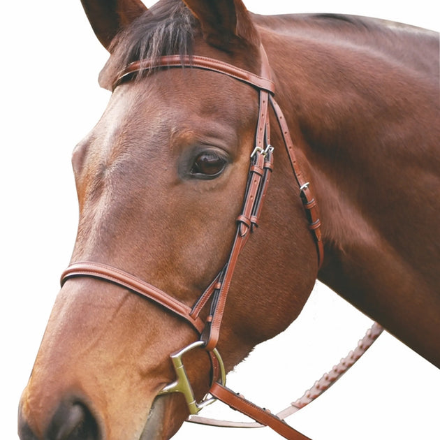 Henri de Rivel Advantage Plain Raised Snaffle Bridle With Laced Reins - Oak Bark - Pony