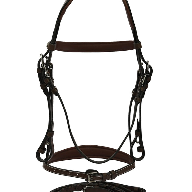 Henri de Rivel Pro Mono-Crown Padded Wide Noseband Bridle - Australian Nut - Cob