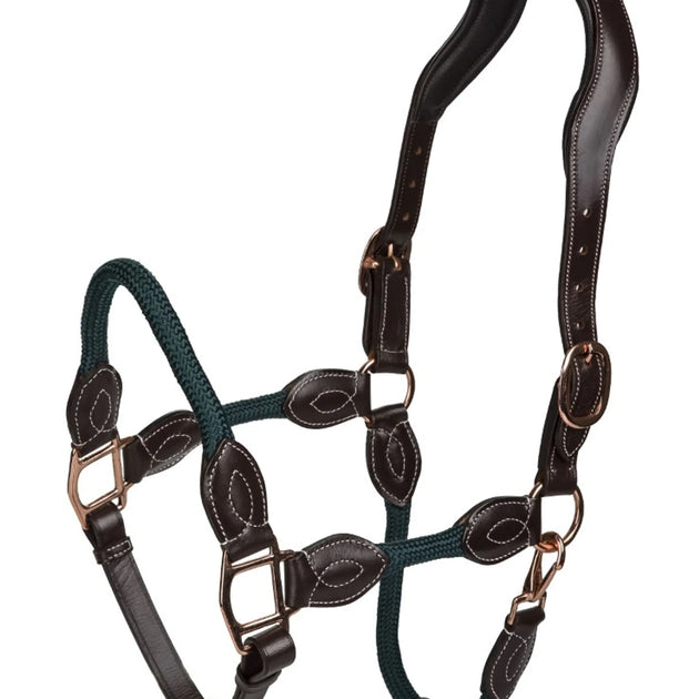 Henri de Rivel Leather Rope Halter - Havana w/ Hunter Rope - Cob