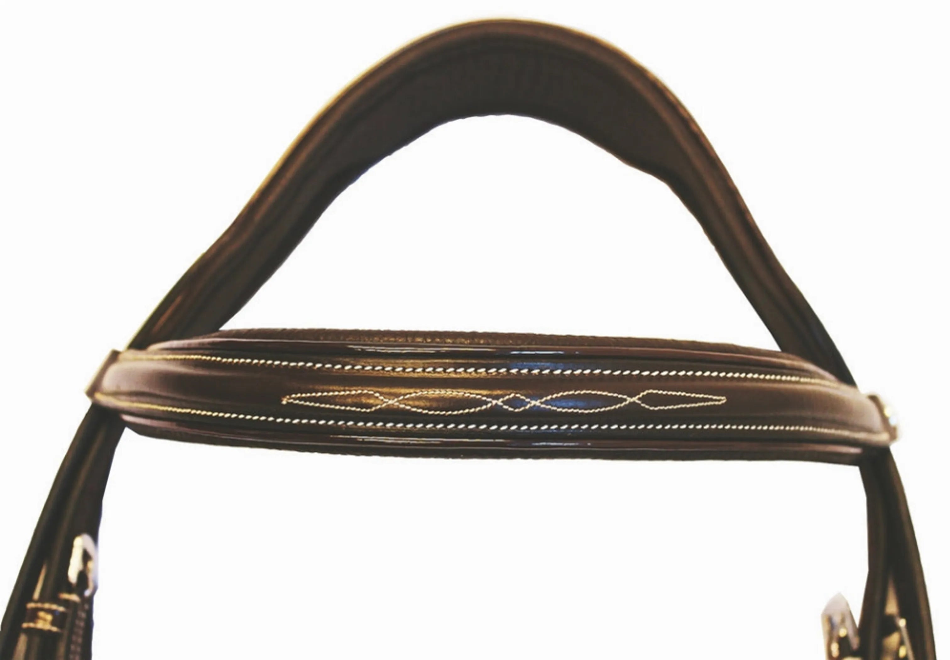 Henri de Rivel Pro Mono Crown Fancy Bridle with Patent Leather Piping and Laced Reins