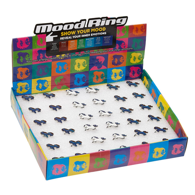AWST Int'l Colorful Horses Mood Ring Display- 36 pieces