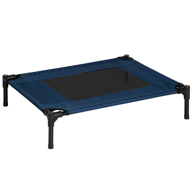 PawHut Raised Dog Bed Cat Elevated Lifted Puppy Pet Elevated Cot Portable Camping Basket Blue (Medium)