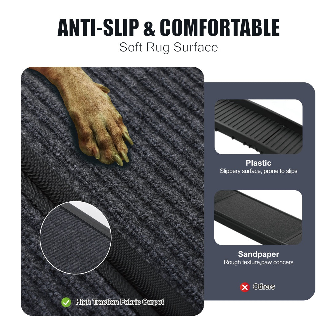 Dog Ramp For Car 65x17 Large Folding Pet Stair Ramps For Truck, SUV, With Non-Slip Surface, Up To 250LBS, Outdoor Dog Car Ramp For Medium  Large Dogs, Portable Pet Steps