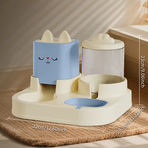 Automatic Pet Feeder With 2200mL-74oz Water Fountain, 1800mL- 60oz Food Dispenser Combo,for Large Dogs & Multiple Cats