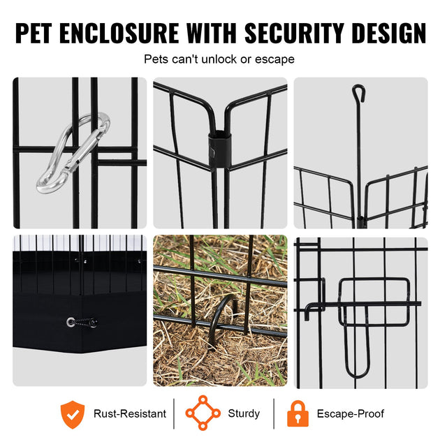 Dog Playpen 8 Panels Foldable Metal Dog Exercise Pen With Bottom Pad 30