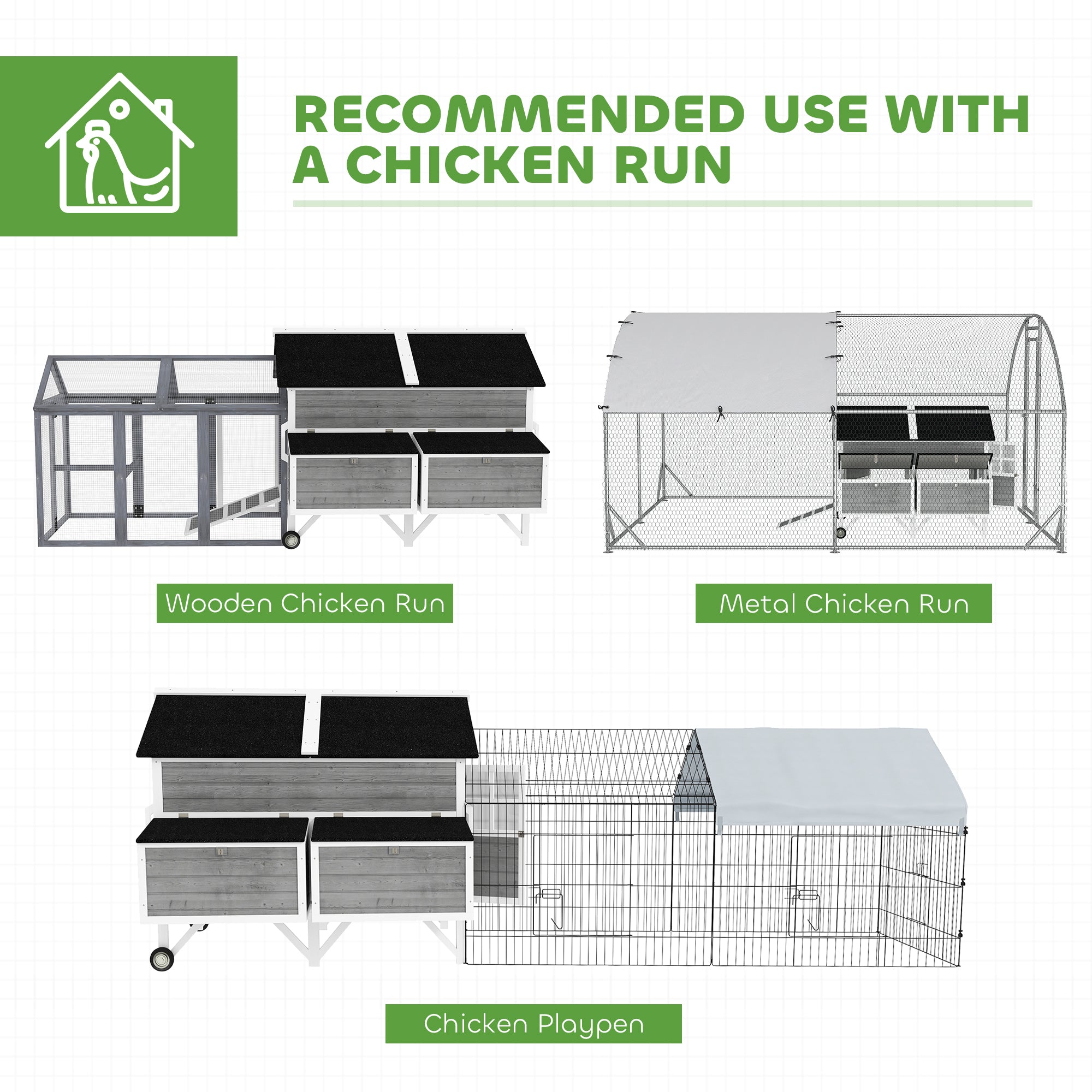 59" Wooden Chicken Coop w/ Wheels, Handles, 2 Nesting Boxes, 2 Trays, 4 Perches, Chicken Tractor for 4-6 Chickens, Gray