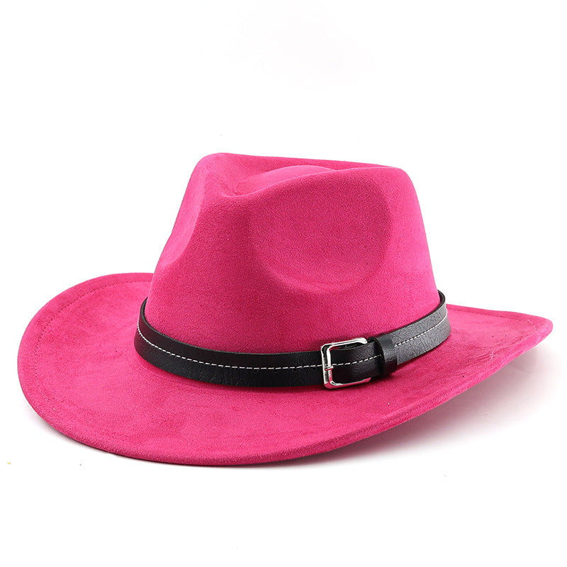Belt Decoration Suede Curling Western Cowboy Hat Top Hat