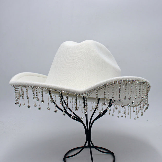 Warped Top Hat With Diamond Tassel Western Cowboy Hat