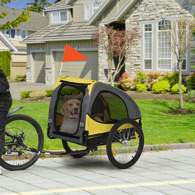 Dog Bike Trailer, Pet Stroller with Wheels for Medium Dogs, Yellow