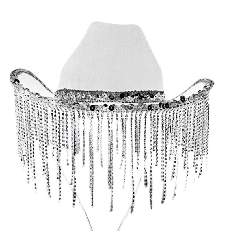 Pink Cowboy Hat Crown Western Girl's Cap Party Ball Silver Edge Wide Brim Hat