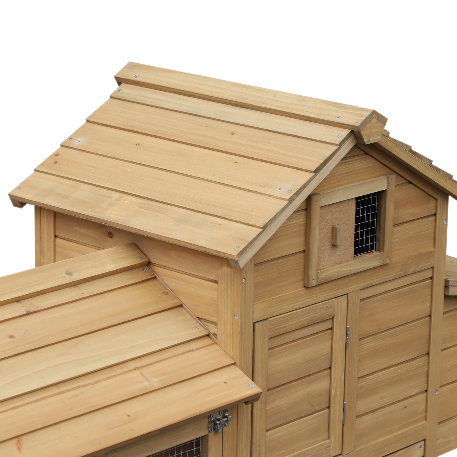 59" Small Wooden Chicken coop Hen House Poultry Cage for Outdoor Backyard with 2 Doors, Nesting Box and Removable Tray, Natural Wood
