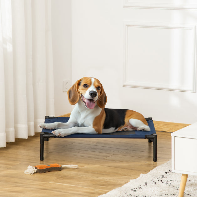 PawHut Raised Dog Bed Cat Elevated Lifted Puppy Pet Elevated Cot Portable Camping Basket Blue (Medium)