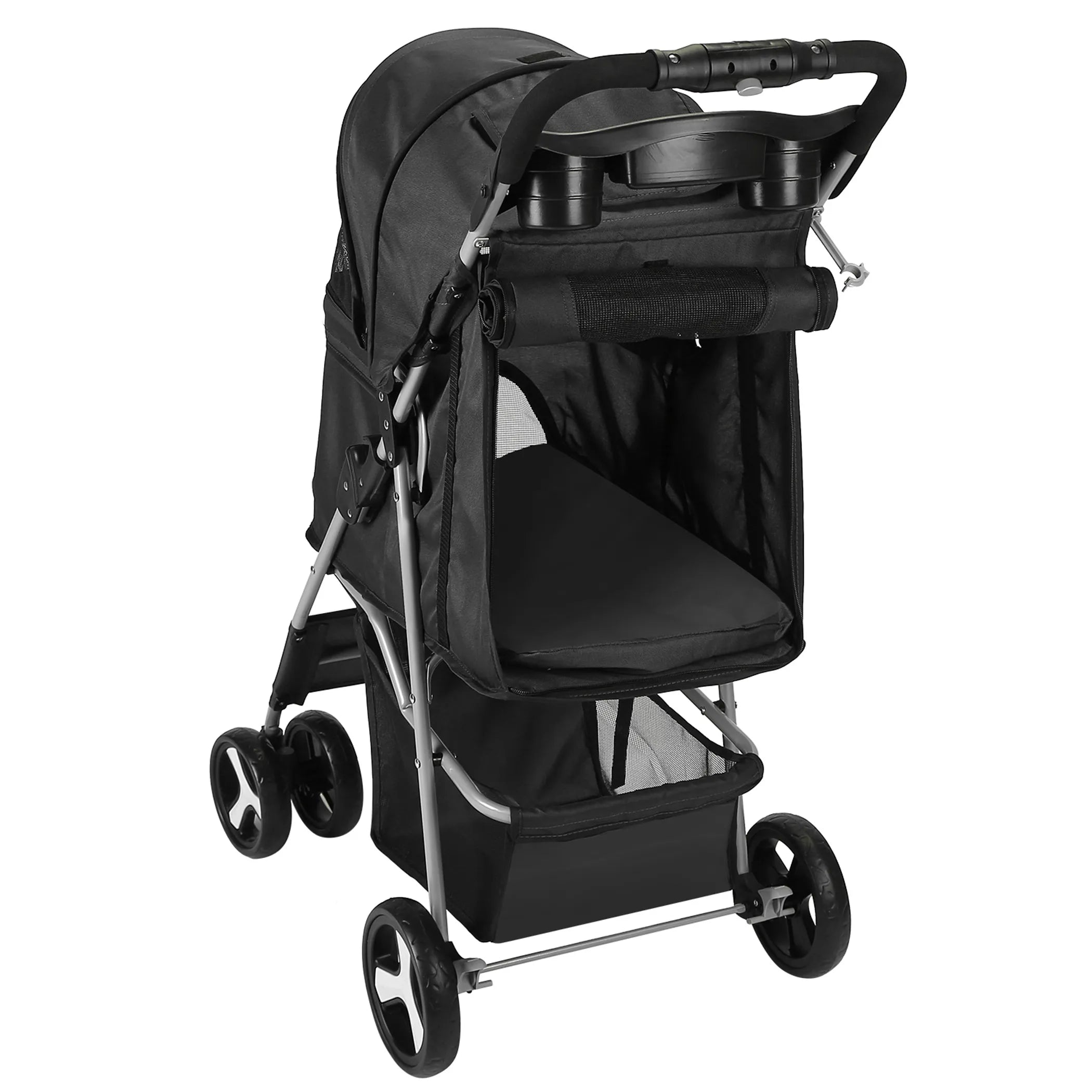 4 Wheels Pet Stroller Foldable Carrier Strolling Cart Travel Jogger Pet