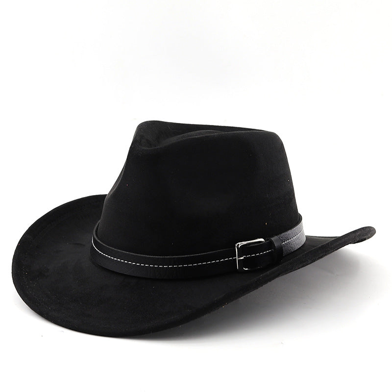Belt Decoration Suede Curling Western Cowboy Hat Top Hat