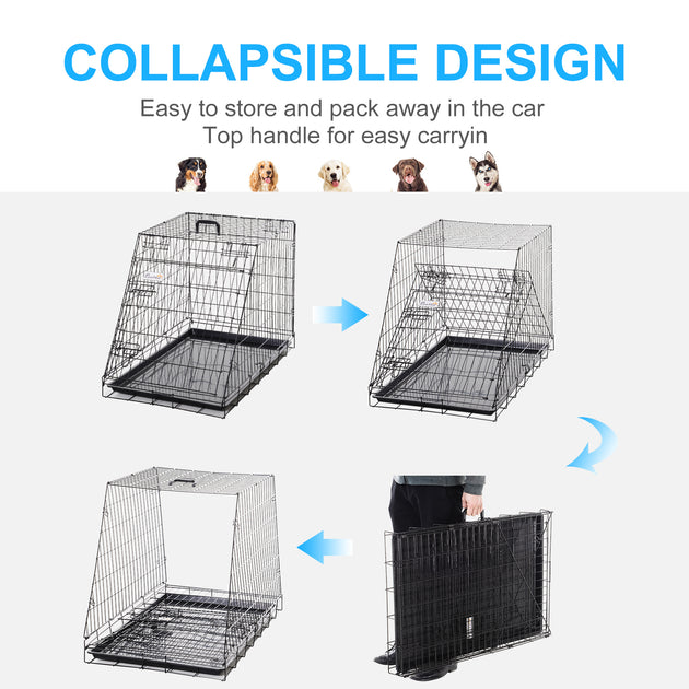 Pawhut Trapeze Collapsible Dog Pet Travel Box Cage Removable Tray 93 X 58 X 65cm