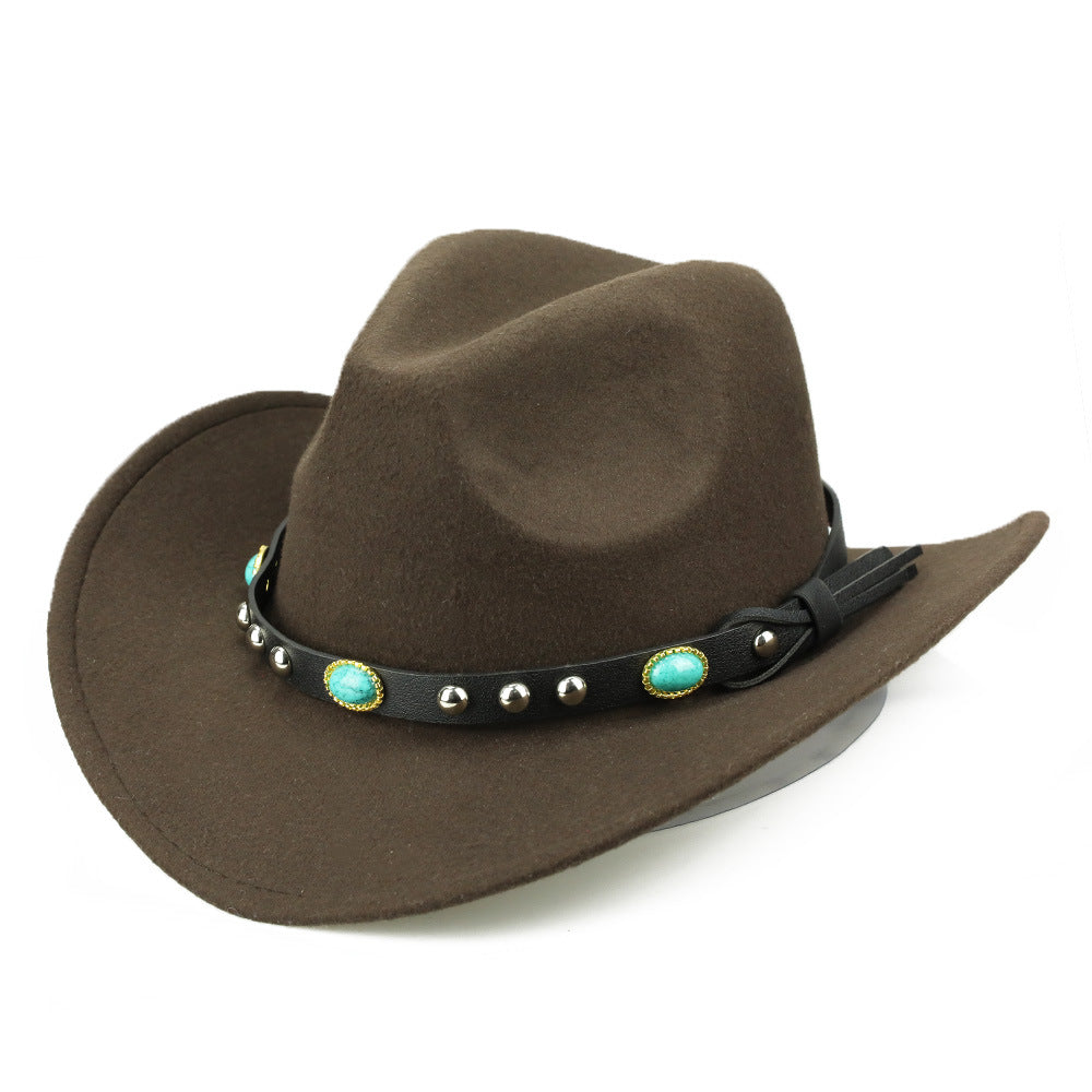 Autumn And Winter Men's And Women's Felt Hats With Rivet Curled Edge Jazz