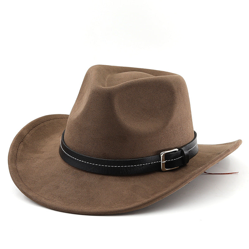 Belt Decoration Suede Curling Western Cowboy Hat Top Hat