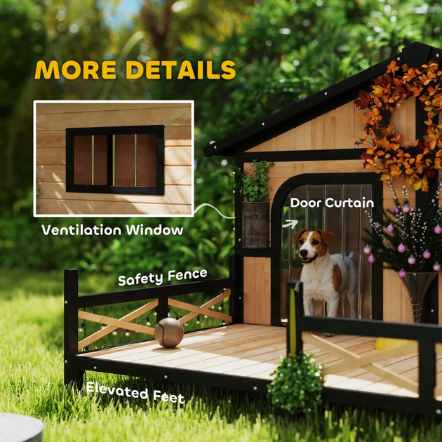 Dog House Outdoor, Wooden Dog Kennel Weatherproof With Porch, Openable Roof, Multiple Packages Shipped. Please Pay Attention To The Dimensions And Weight In The Details.