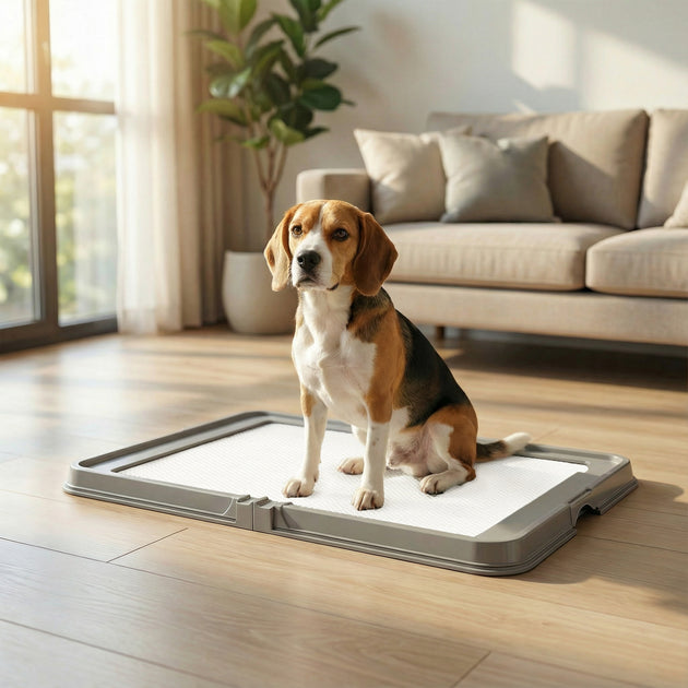 Pee Pad Holder Foldable Dog Litter Box with 3 Disposable Pads, 33.9