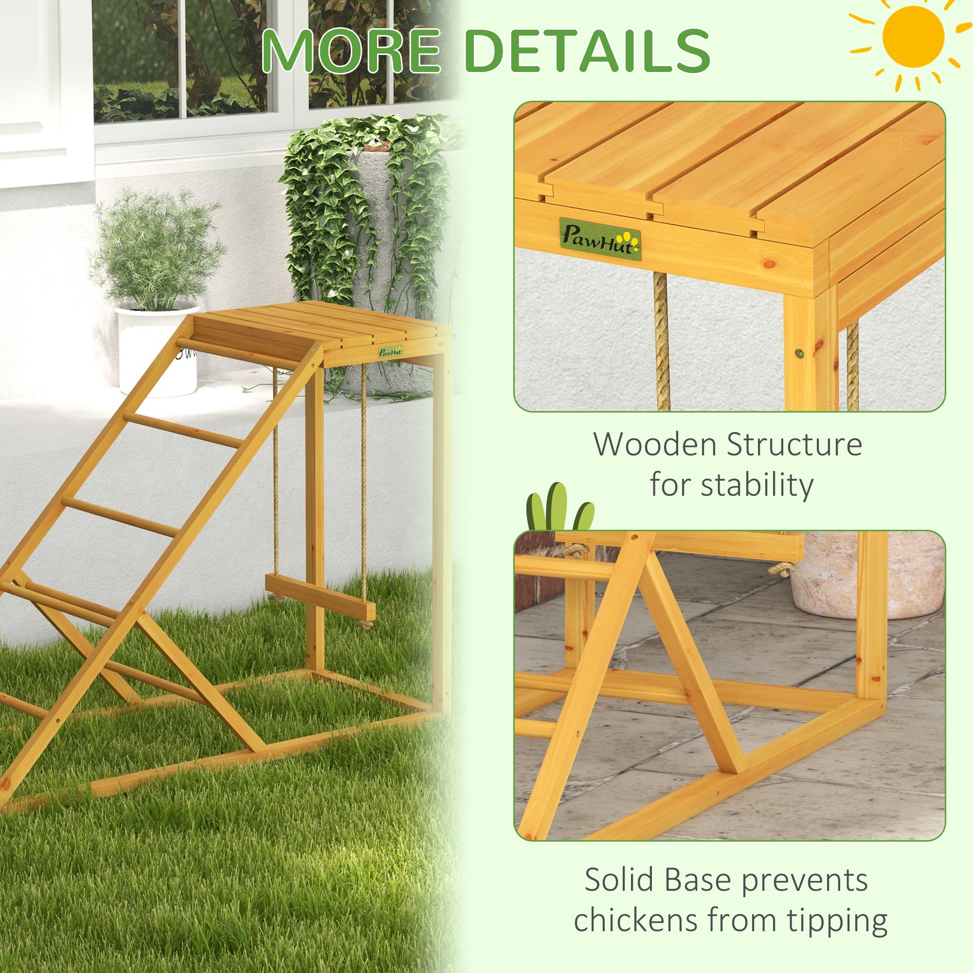 Chicken Activity Play for Healthy & Happy Animals with Chicken Perches & Hen Ladder, Chicken Coop Toy, Yellow
