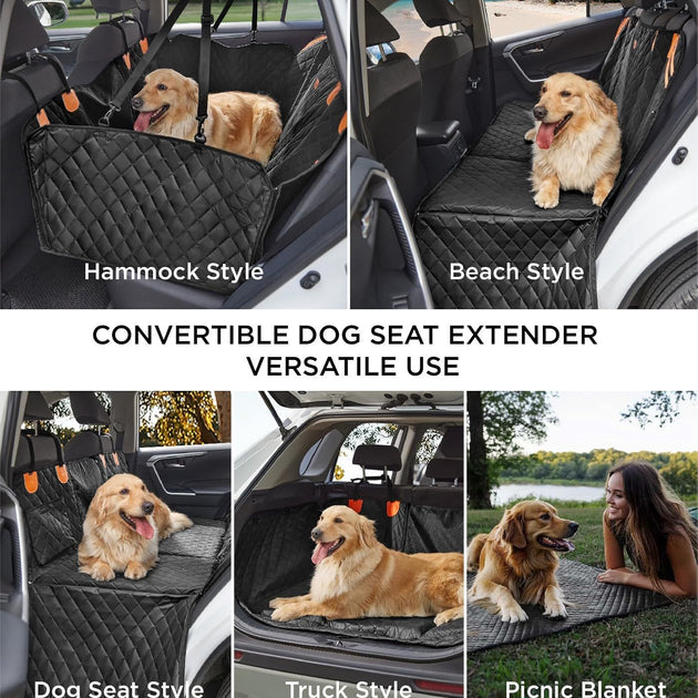 Made4Pets Pet Dog Car Back Seat Cover Back Seat Extension Pad Can Bear 400 Pounds Waterproof And Non-slip Dog Car Hammock Eight-layer Hard Bottom With PE Foam Easy To Install And Clean