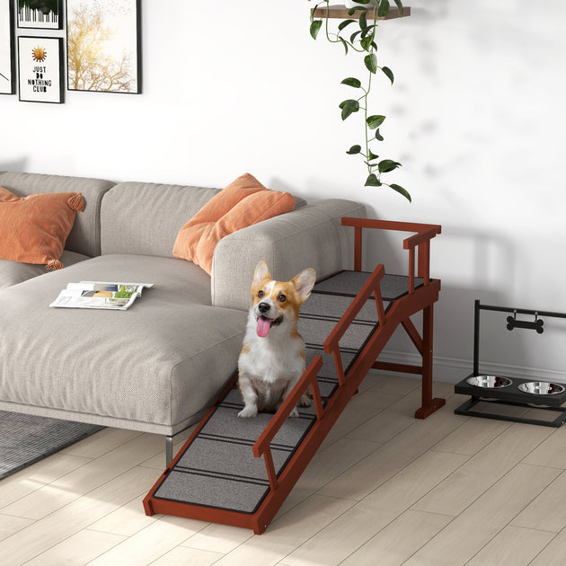 Wooden Dog Ramp with Removable Guardrails, Non-Slip Surface, 60