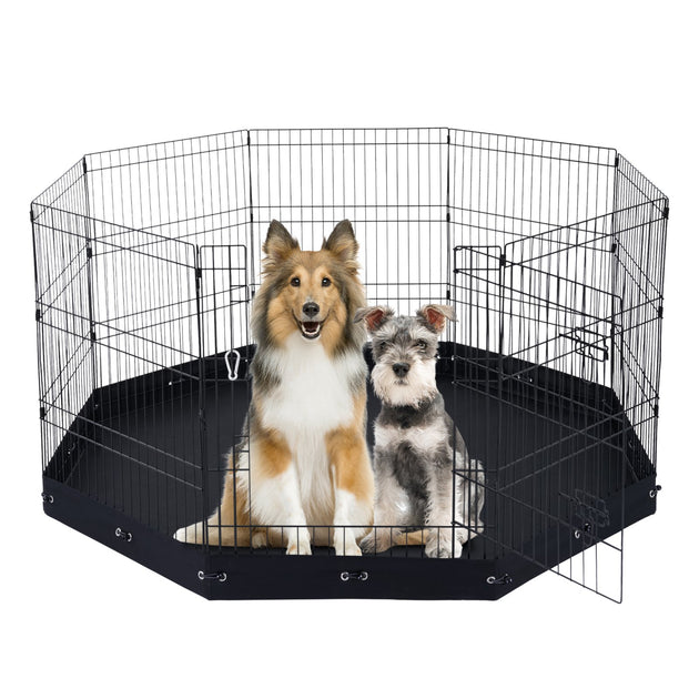 Dog Playpen 8 Panels Foldable Metal Dog Exercise Pen With Bottom Pad 30
