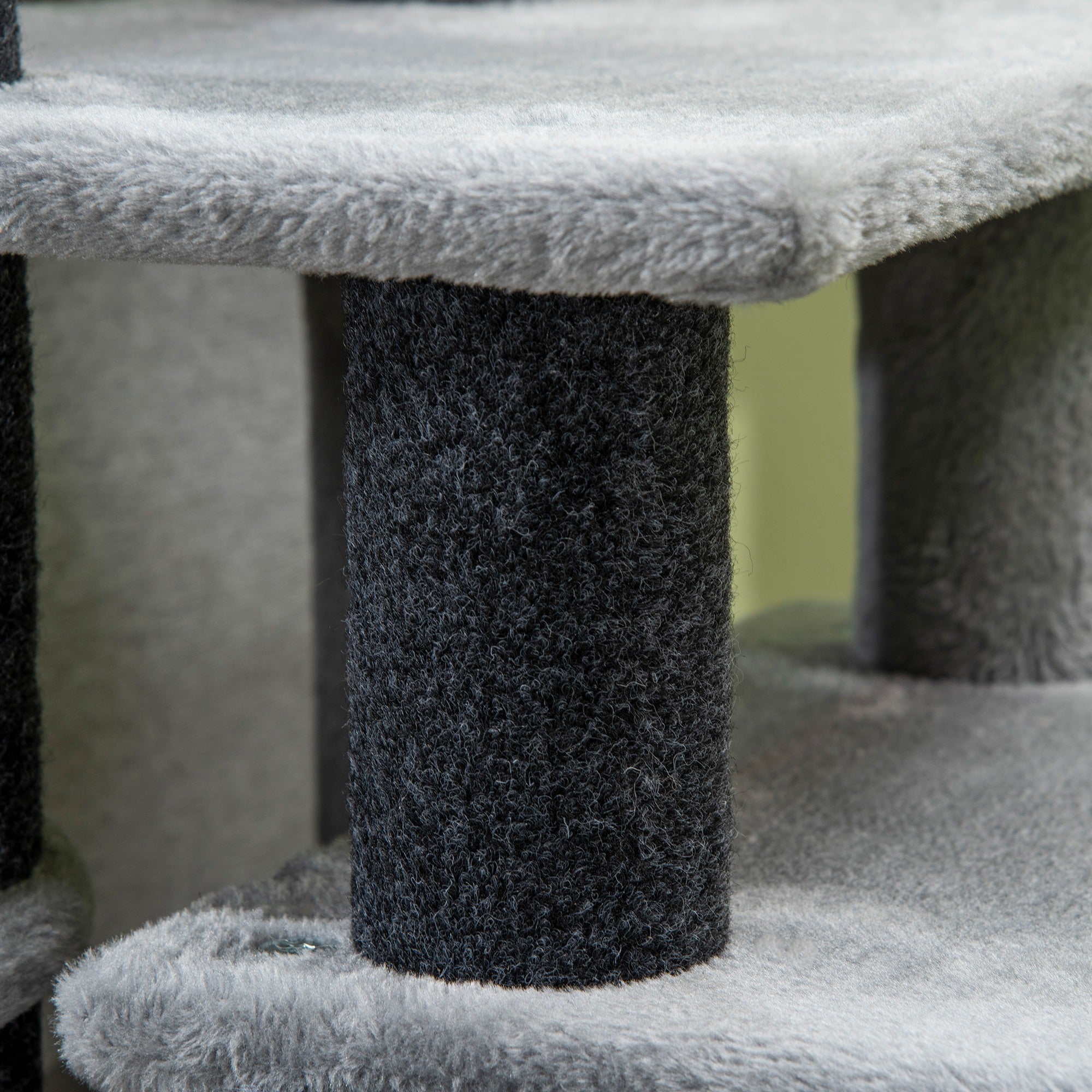 Adjustable Height 3 Step/4 Step Cat Stairs with Cat Scratching Post, Cat Condo, Toy Ball, for Bed, Sofa, Couch, Gray