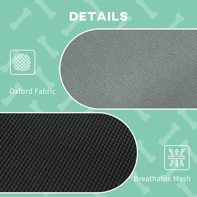 PawHut Raised Dog Bed Waterproof Elevated Pet Cot With Breathable Mesh UV Protection Canopy Grey, For Small Dogs, 61 X 46 X 62cm
