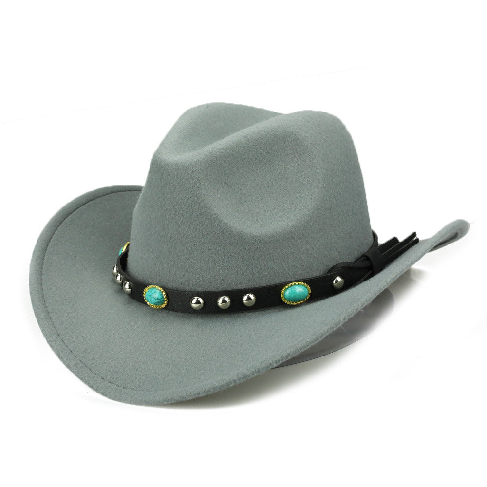 Autumn And Winter Men's And Women's Felt Hats With Rivet Curled Edge Jazz