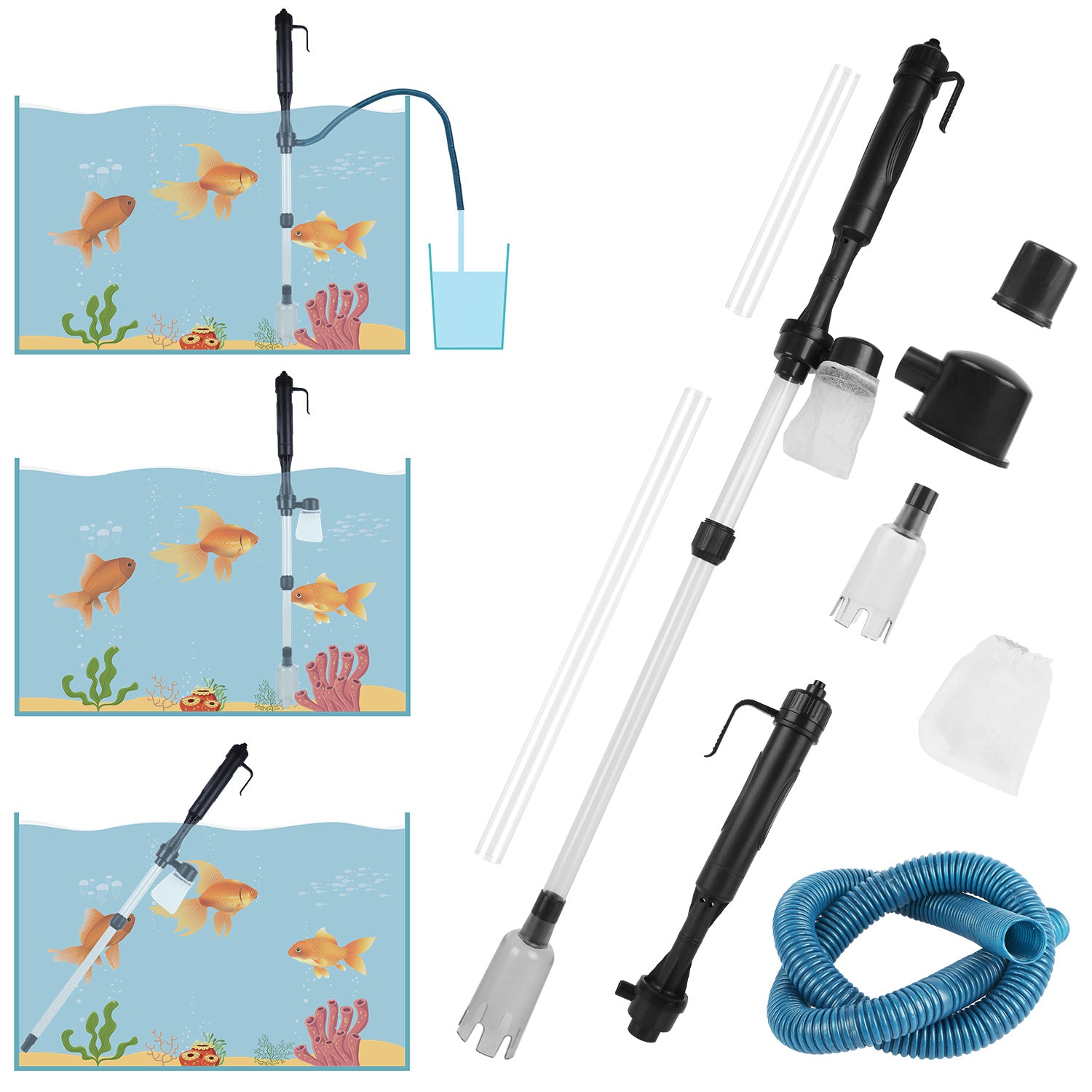 Battery-Operated Aquarium Vacuum Gravel Cleaner For Fish Tank